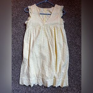 Elegant Cream Eyelet Midi Dress